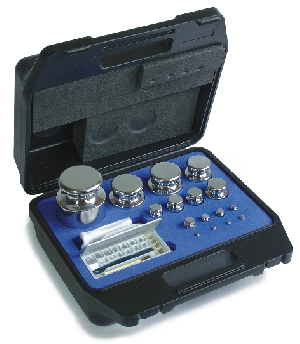E2 Sets of weights, stainless steel in plastic case